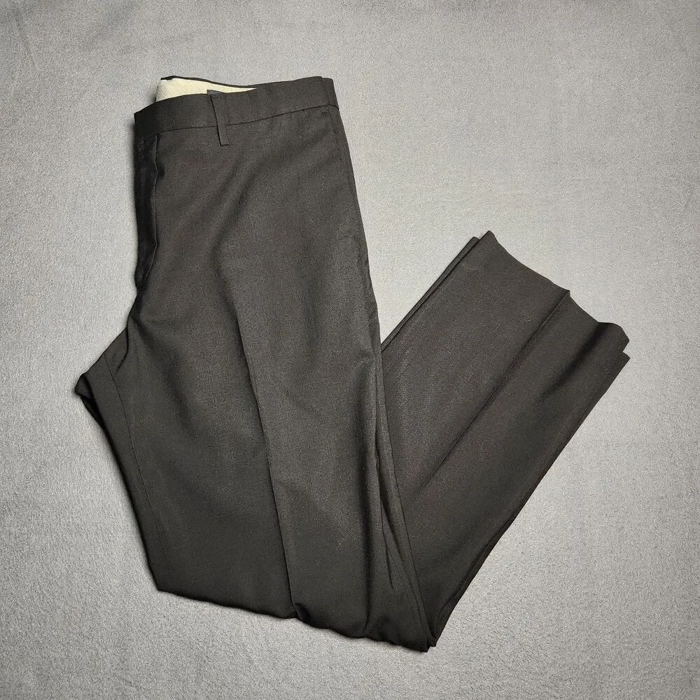 Banana Republic Dress Pants Men 33(34)X30 Black Classic Fit Wool Straight Leg